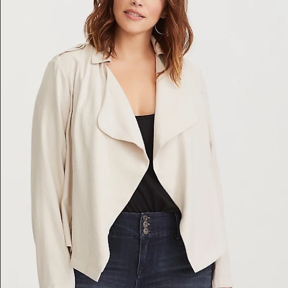 torrid Jackets & Blazers - Torrid Ivory drape twill jacket plus size 5X